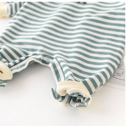 Baby Clothes Striped Cotton Rompers – Dinosaur Embroidery (0-2 Years)