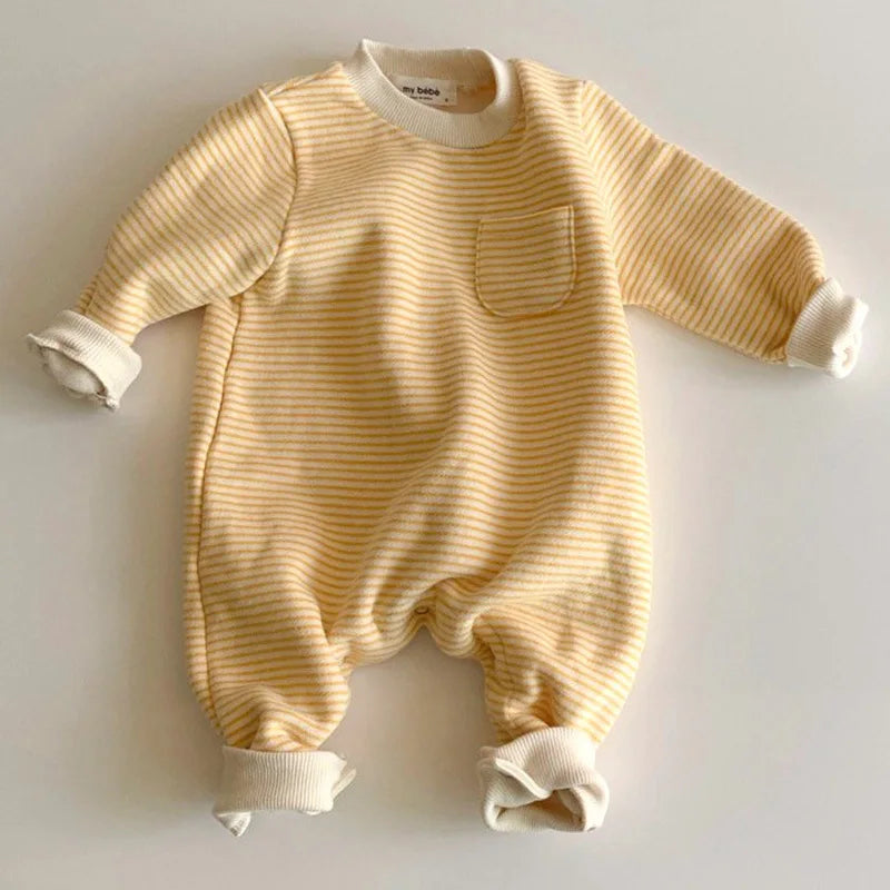 Langarm Baby Strampler Kleidung Gestreiften Säugling Mädchen Jungen Overalls Einfacher Baby Spielanzug für Neugeborene