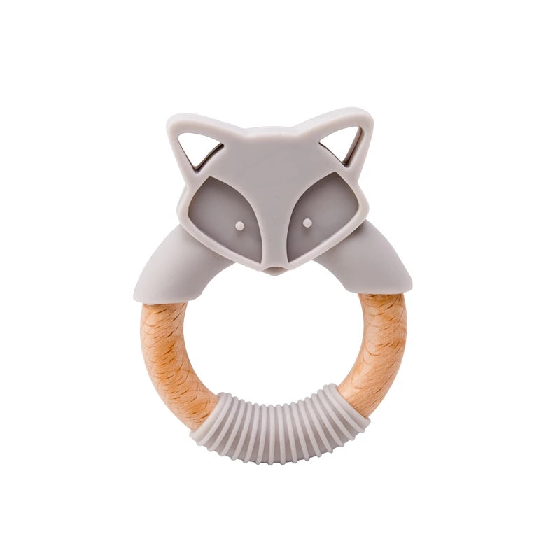 Baby Fox Wooden Teether – Safe & Natural Teething Ring