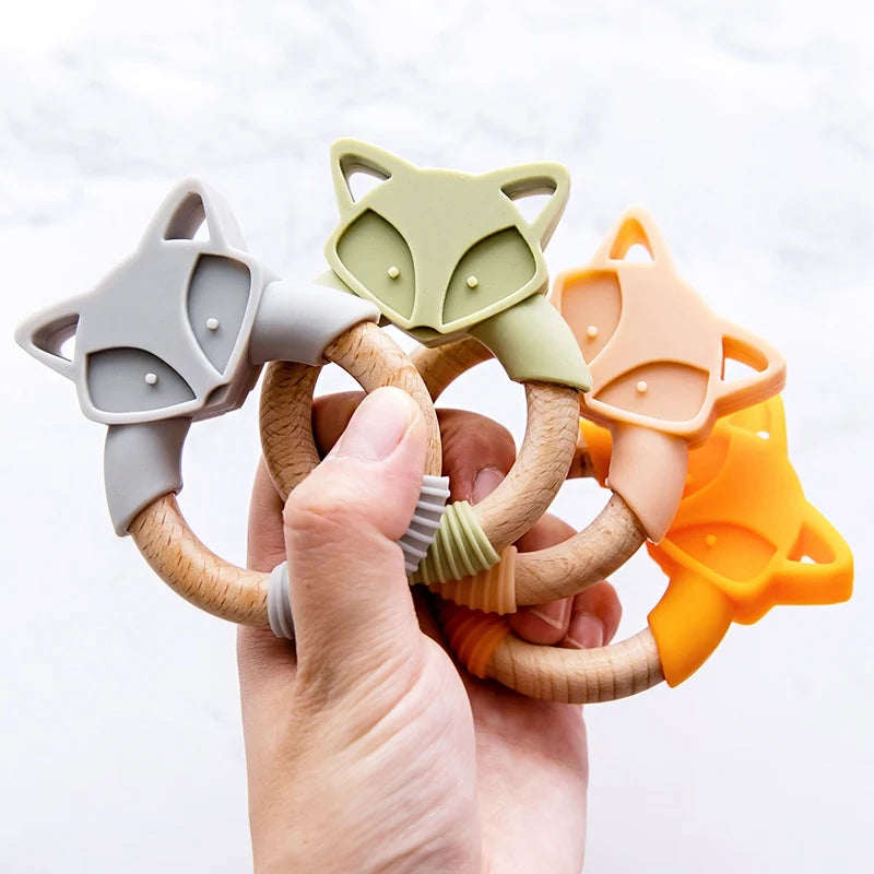 Baby Fox Wooden Teether – Safe & Natural Teething Ring