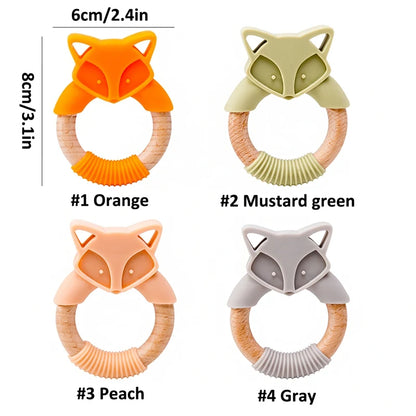 Baby Fox Wooden Teether – Safe & Natural Teething Ring