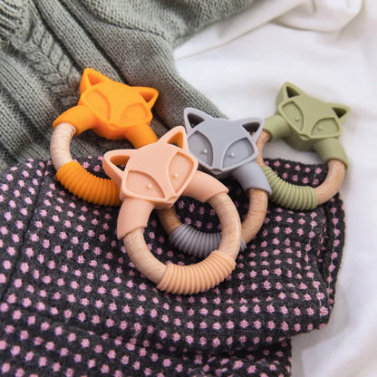 Baby Fox Wooden Teether – Safe & Natural Teething Ring