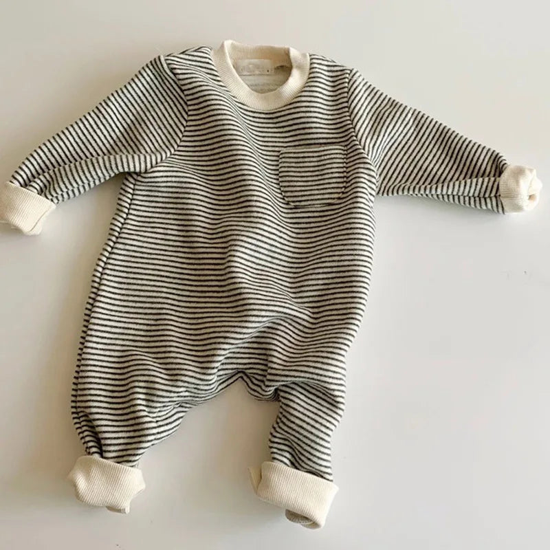 Langarm Baby Strampler Kleidung Gestreiften Säugling Mädchen Jungen Overalls Einfacher Baby Spielanzug für Neugeborene