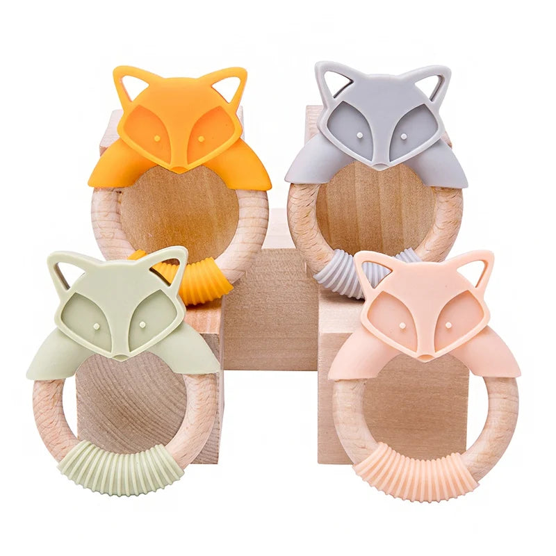 Baby Fox Wooden Teether – Safe & Natural Teething Ring