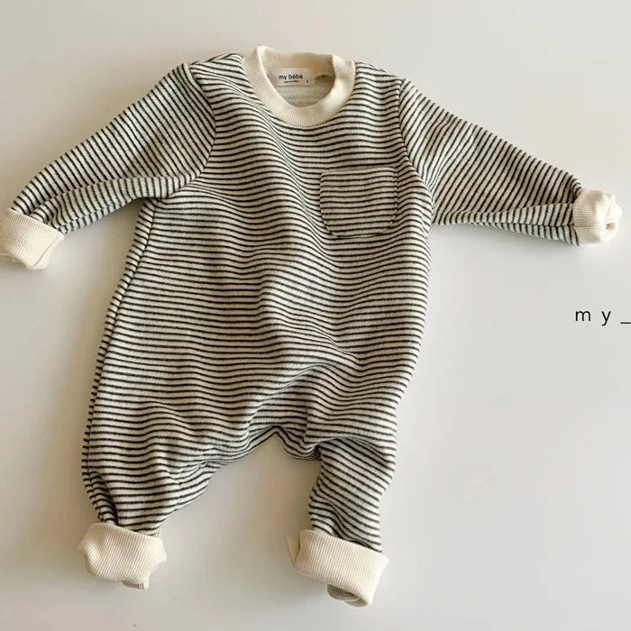 Long Sleeve Infant Baby Rompers Clothes Striped Infant Girls Boys Jumpsuits Simple Baby Playsuit for Newborns