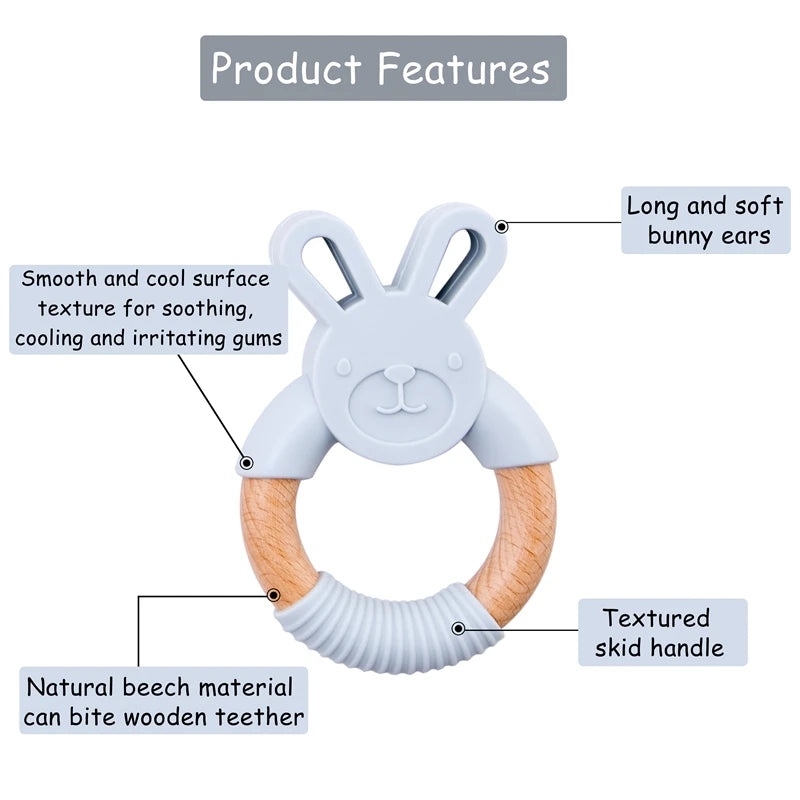 Anneau de dentition en bois Baby Fox – Anneau de dentition sûr et naturel