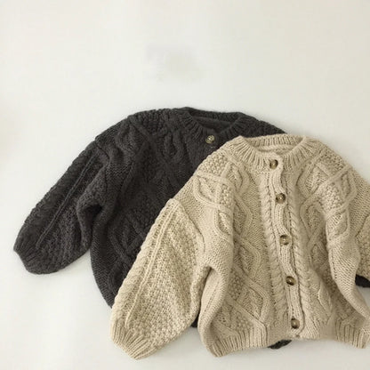 Kinderkleidung Einreihiger Mädchenpullover Kurzer Stil Jungen Strickjacken Strickpullover 1-7 Jahre