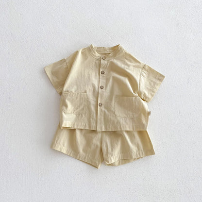 Ensemble de vêtements décontractés pour enfants : chemise à manches courtes et pantalon, ensemble 2 pièces pour garçons