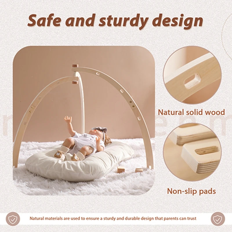 1 ensemble hochet et tapis de jeu en bois pour bébé - Mobile pliable et jouets sensoriels