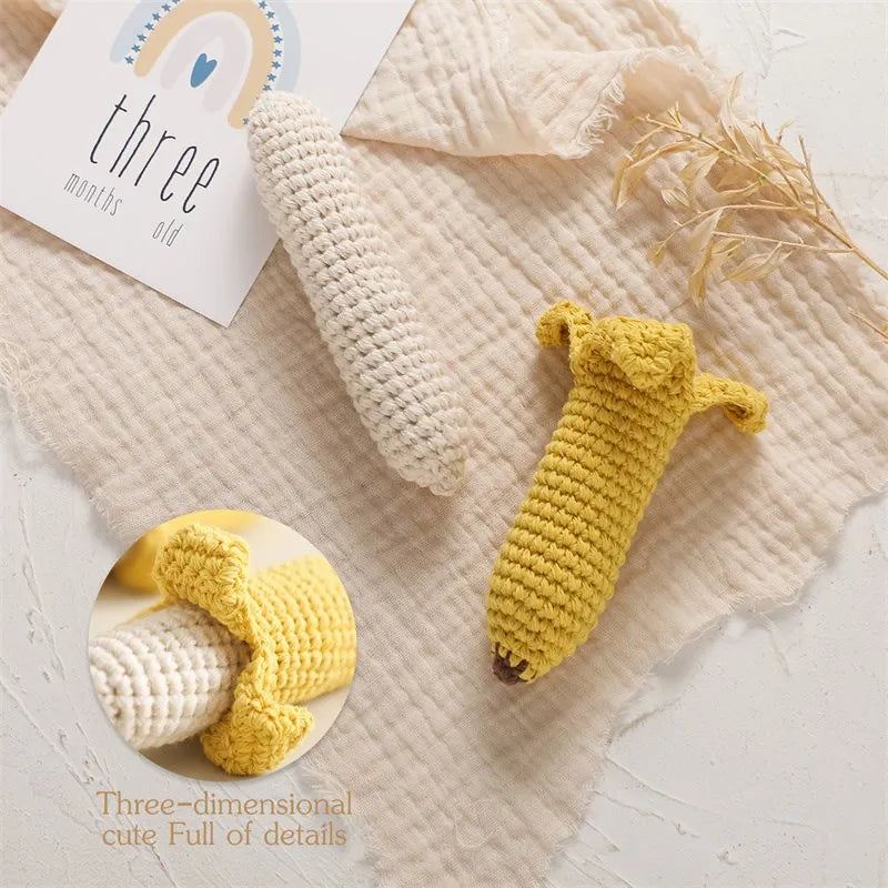 Hochet et anneau de dentition au citron - Cadeau réconfortant et nouveau-né en forme de fruit au crochet