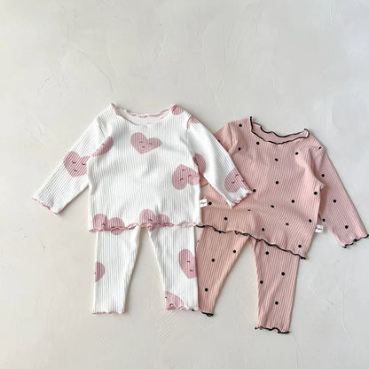 Baby Pajama Set – Dot Print Infant Girls Sleeper Wear for Toddlers (1-3T)