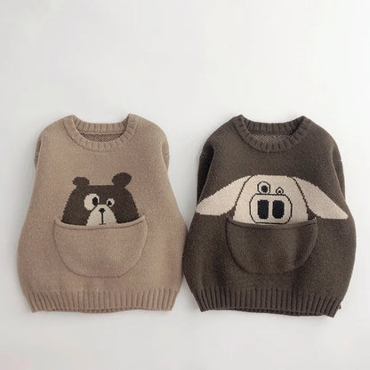 Vêtements pour bébés et enfants, pulls, pulls, dessins animés, garçons et filles, tricots, style coréen, vêtements d'extérieur