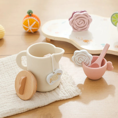 Baby Wooden Tea Party Set – Pretend Play Tableware & Kitchen Toy for Toddlers