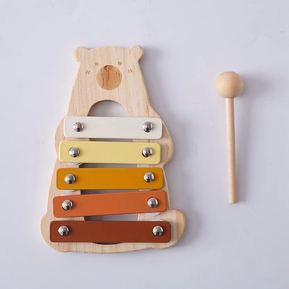 Montessori Wooden 5-Tone Xylophone – Multicolor Musical Toy for Kids