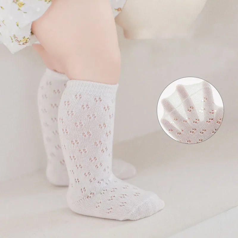 4 Pairs/Lot Hollow Out Mesh Baby Girls Socks – Summer Knee-Length Tights (Infant/Toddler)