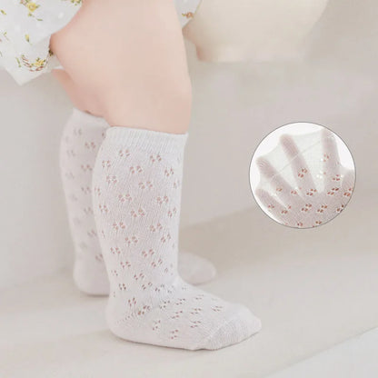 4 Pairs/Lot Hollow Out Mesh Baby Girls Socks – Summer Knee-Length Tights (Infant/Toddler)