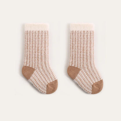 Nouvelles chaussettes épaisses d'hiver pour bébé – Chaussettes tube à rayures colorées pour tout-petits