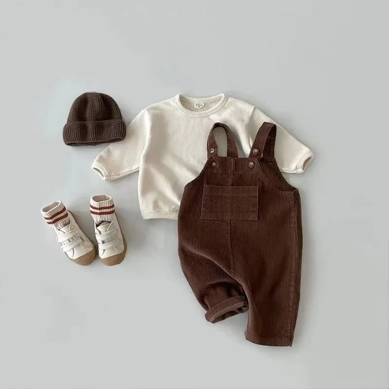 New Spring Toddler Corduroy Suspender Romper – Soft & Stylish Playsuit for Boys & Girls