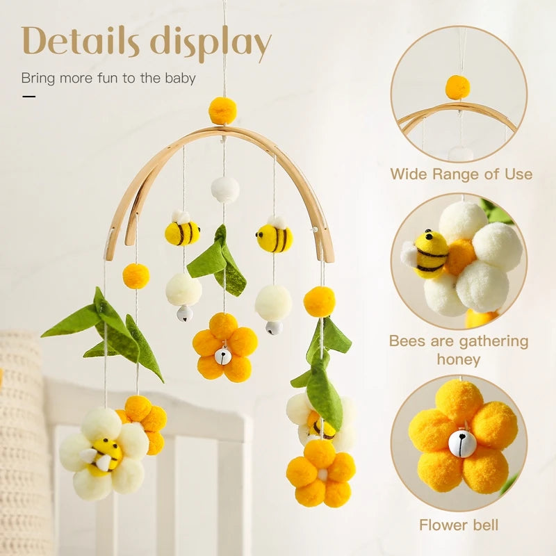 1 Set Baby Crib Mobile Rattles - Cartoon Bee Bed Bell & Room Decor