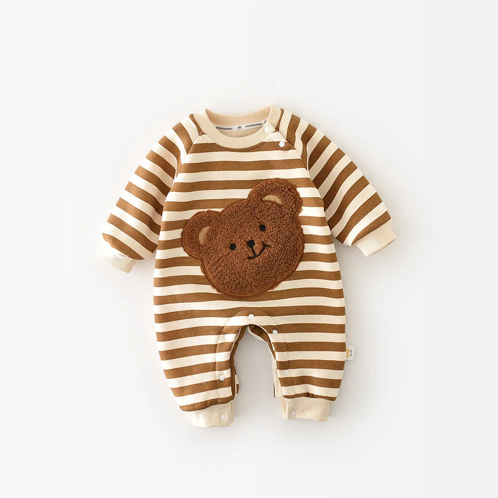 Autumn Baby Romper – Cute Striped O-Neck Bodysuit( 0-2Y)