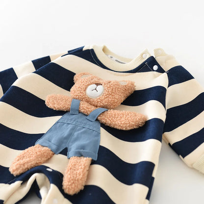 Autumn Baby Romper – Cute Striped O-Neck Bodysuit( 0-2Y)