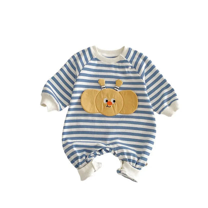 Frühlings-Baby-Strampler – Süßer Cartoon-Bienen-Overall (0–2 Jahre)