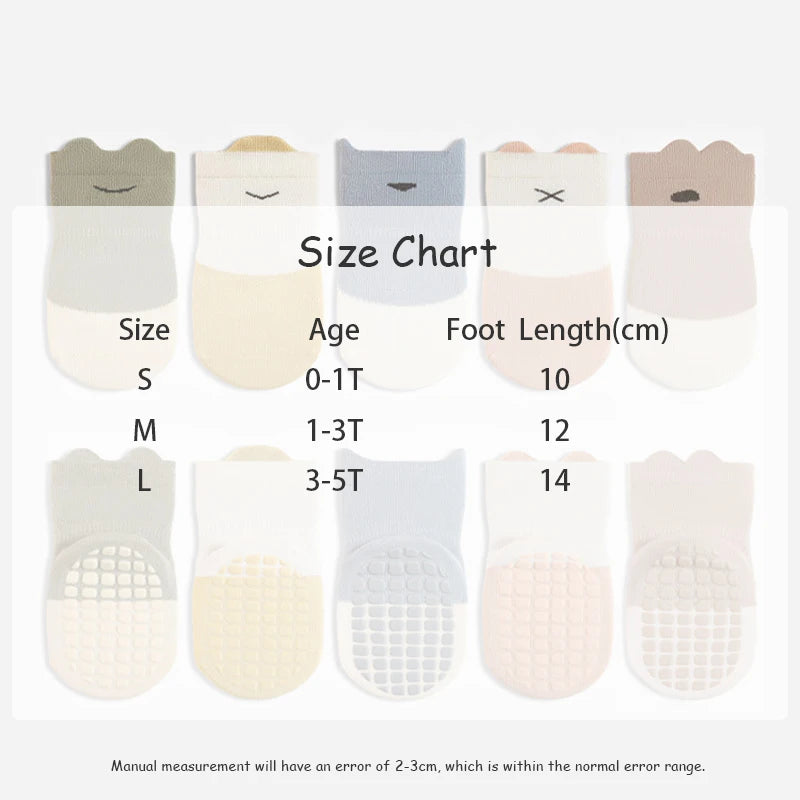 5 Pairs Non-Slip Color Block Socks (0-5T)