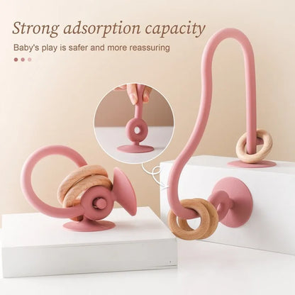 New Kids Wooden Ring & Silicone Teether Toys - Infant Chewing & Baby Accessories