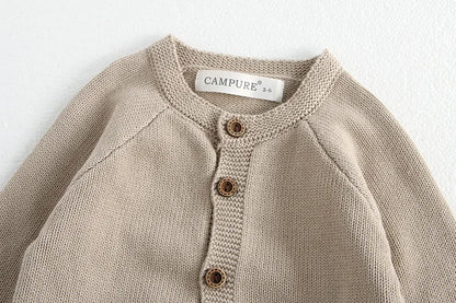 Pull d'automne pour bébé de 0 à 3 ans, cardigan brodé de champignons, manteau tricoté pour garçon avec body en option