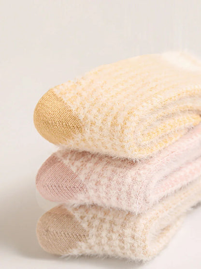 Nouvelles chaussettes épaisses d'hiver pour bébé – Chaussettes tube à rayures colorées pour tout-petits