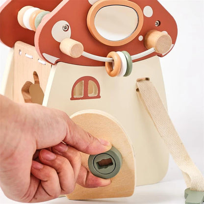 Jouet musical Montessori en bois pour bébé – Puzzle de blocs de construction en forme de champignon pour l'apprentissage précoce