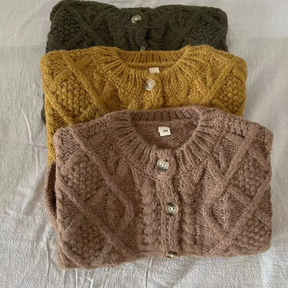 Kinderkleidung Einreihiger Mädchenpullover Kurzer Stil Jungen Strickjacken Strickpullover 1-7 Jahre