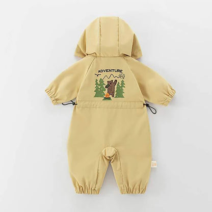 Autumn Baby Romper Outdoor Jacket 0-2Y Unisex Hooded Double-Layer Jumpsuit Toddler Warm Outwear