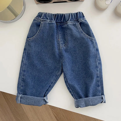 Baby Pants Solid Kids Jeans Casual Boys Denim Pants Soft Girls Fashion Trousers