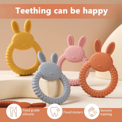 Baby Silicone Rabbit Teether – Safe & Soothing Teething Toy