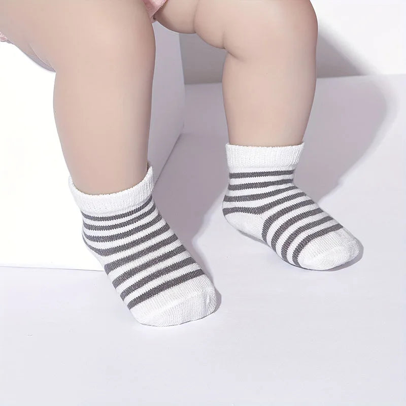 6 paires de chaussettes d'automne pour bébé Milancel – Motif rayé et étoiles (6 couleurs)