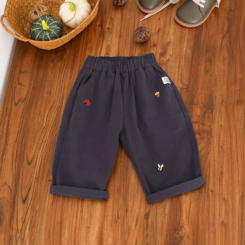 Pantalon décontracté pour bébé et enfant – Motif dessin animé brodé (1-5 ans)