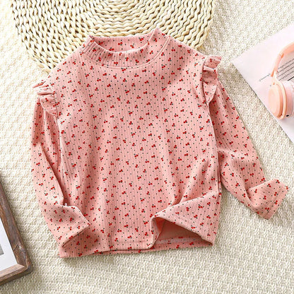 T-shirt à manches longues et pois floraux pour enfants – Hauts mignons et adorables pour filles et garçons (2-10 ans)