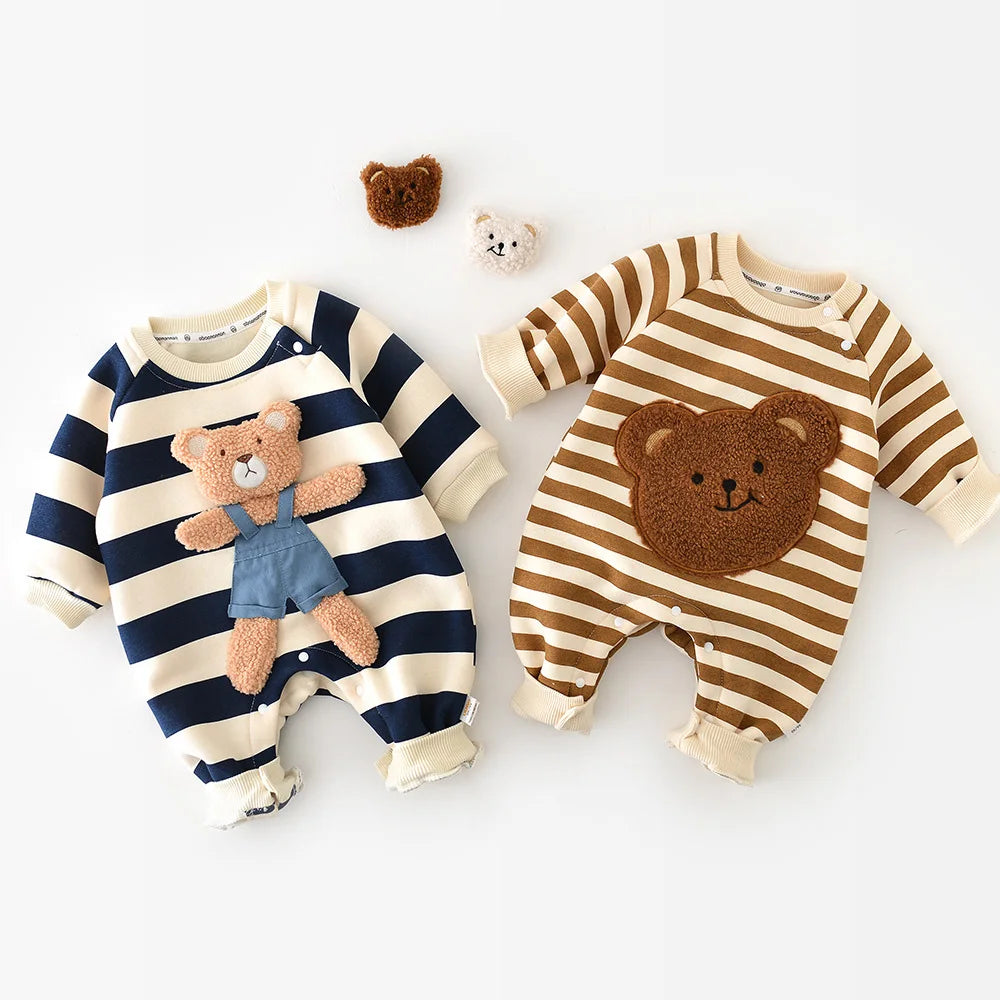 Autumn Baby Romper – Cute Striped O-Neck Bodysuit( 0-2Y)