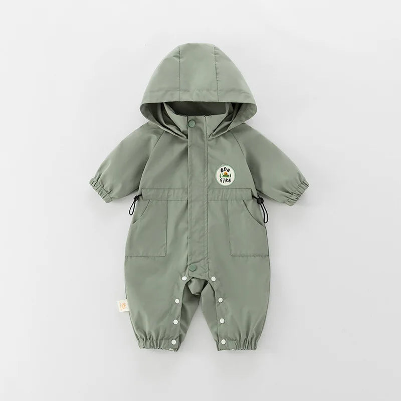 Autumn Baby Romper Outdoor Jacket 0-2Y Unisex Hooded Double-Layer Jumpsuit Toddler Warm Outwear