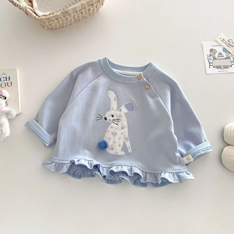 Sweat à capuche printemps pour enfants – Pull lapin fleuri mignon (0-5 ans)