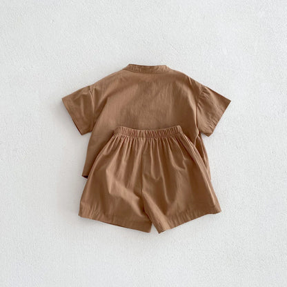 Ensemble de vêtements décontractés pour enfants : chemise à manches courtes et pantalon, ensemble 2 pièces pour garçons