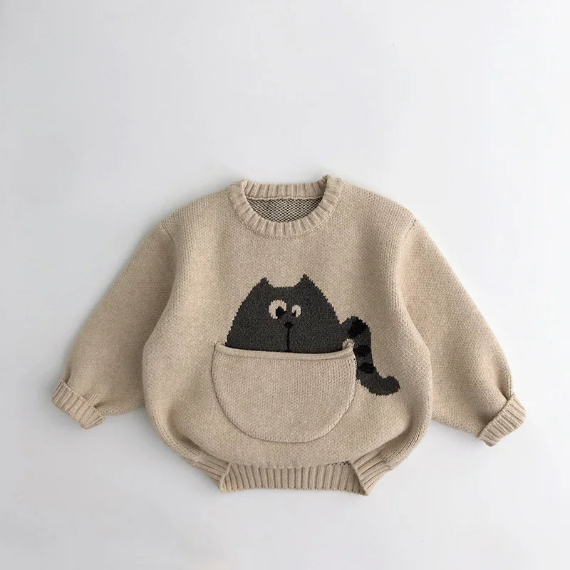 Vêtements pour bébés et enfants, pulls, pulls, dessins animés, garçons et filles, tricots, style coréen, vêtements d'extérieur