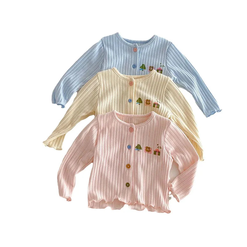 Nouveau cardigan printemps pour enfants – Veste pull à boutons colorés pour filles de 0 à 5 ans