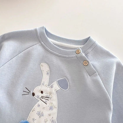 Frühlings-Kapuzenpullover für Kinder – Süßer Blumenhäschen-Pullover für (0–5 Jahre)