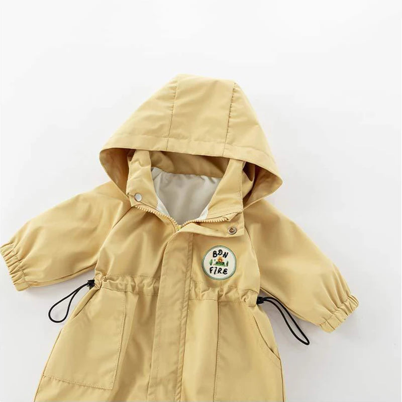 Herbst Baby Strampler Outdoor Jacke 0-2Y Unisex Mit Kapuze Doppel-Schicht Overall Kleinkind Warme Oberbekleidung