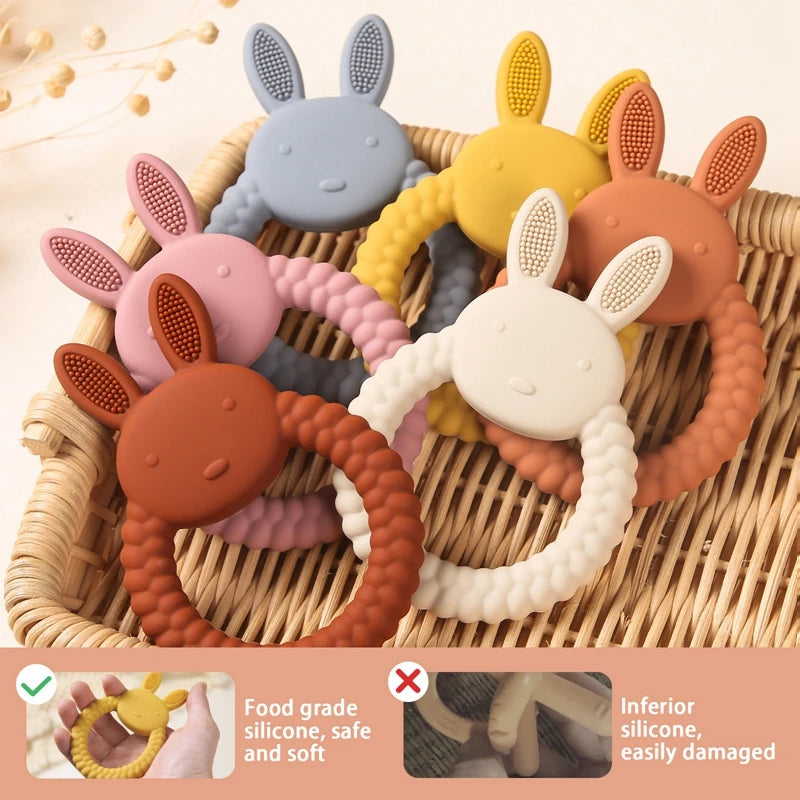 Baby Silicone Rabbit Teether – Safe & Soothing Teething Toy