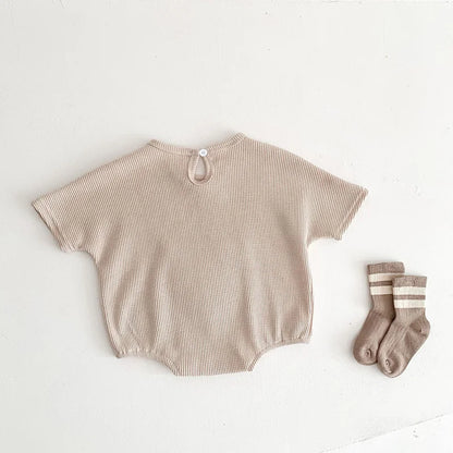 Babykleidung Waffelmuster – Einteiliger Bären-Bodysuit für Jungen (0–3 Jahre)