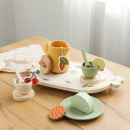 Baby Wooden Tea Party Set – Pretend Play Tableware & Kitchen Toy for Toddlers