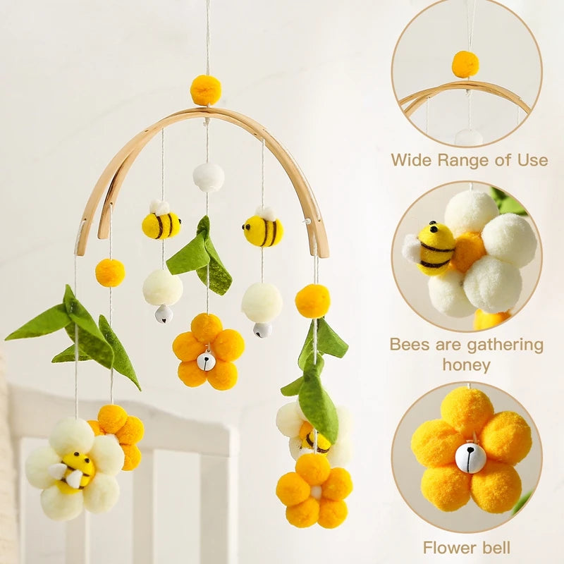 1 Set Baby Crib Mobile Rattles - Cartoon Bee Bed Bell & Room Decor